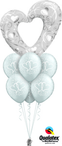 Giant Silver Heart Balloon Bouquet Med Classic 16304 18641