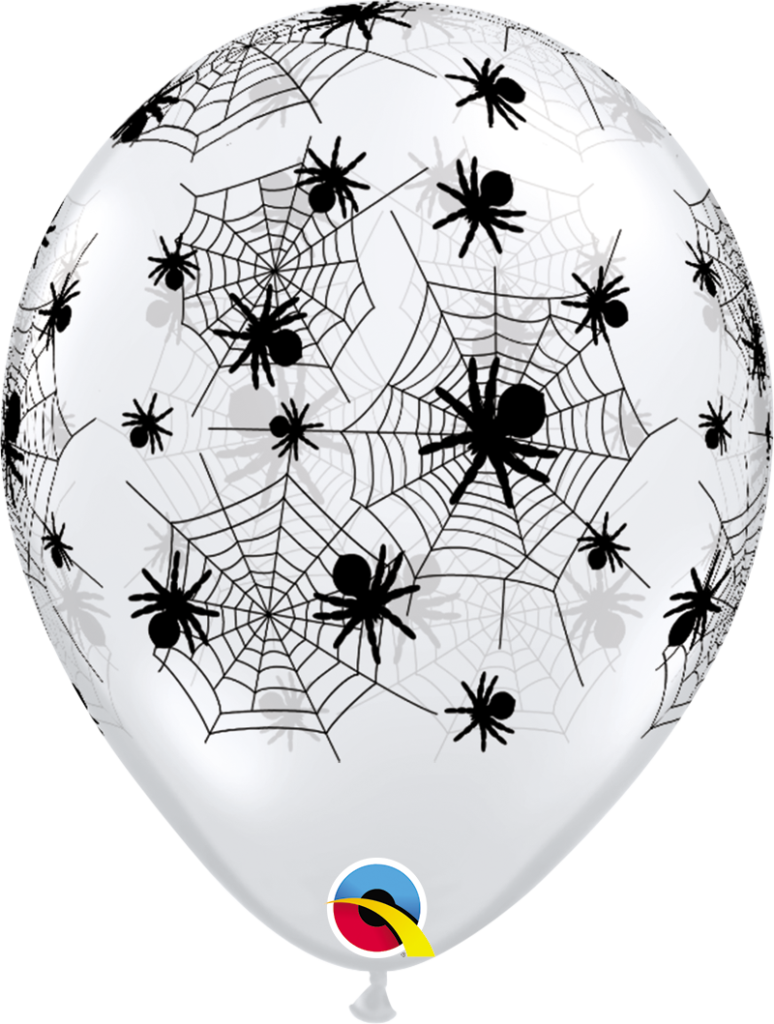 Spooky-Spider-web-latex-balloon-Diamond-Clear
