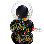 Birthday Black & Gold Confetti Balloon Bouquet
