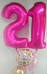 Magenta Jumbo Number Balloon pink & gold dots Bouquet