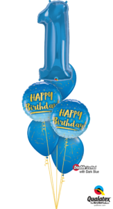 Blue ‘N Gold 1st Birthday Balloon Bouquet